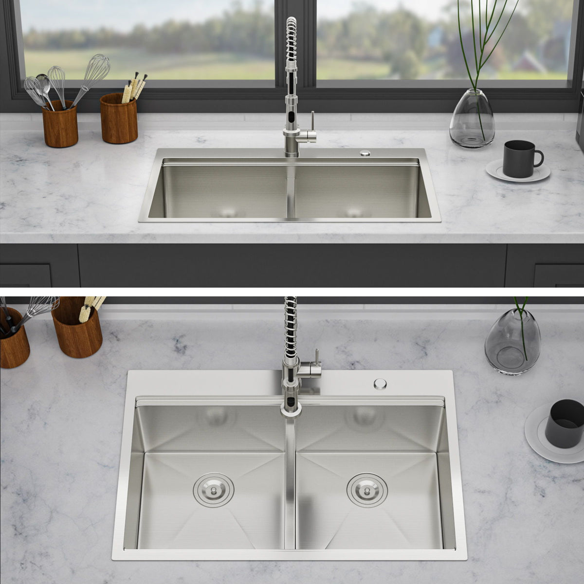 Topmount Drop In Kitchen Sink With Double Bowl Design, photo 16 of 20