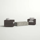 Outdoor Rattan Wicker Seating Set With Cushions 2 Person Patio Furniture - Espresso / Gray by HouseOfZazla