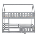 Twin Over Twin House Bunk Bed With Fence And Door by Unique Piece Furniture