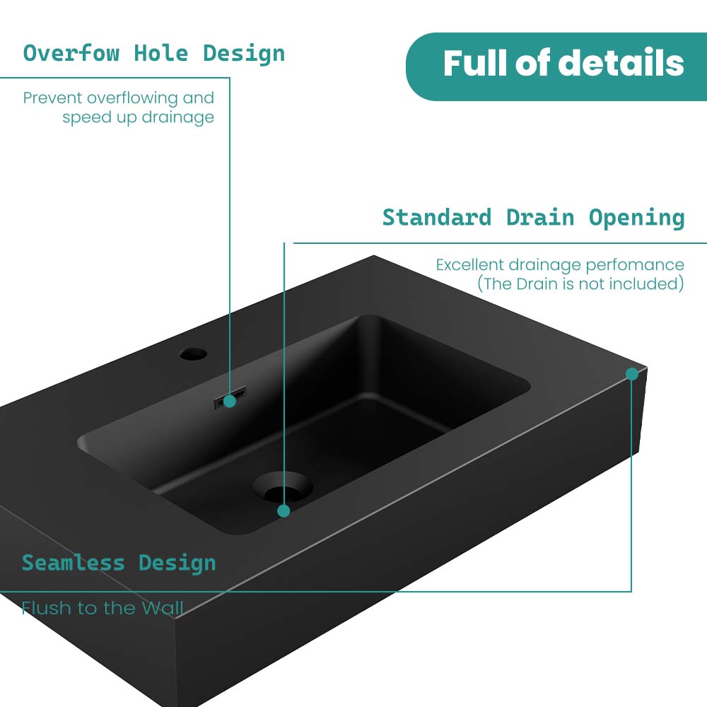 BB02-30-109 Integrated Engineered Solid Surface Basin Matt, photo 5 of 10