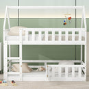 Twin Over Twin House Bunk Bed With Fence And Door by Unique Piece Furniture
