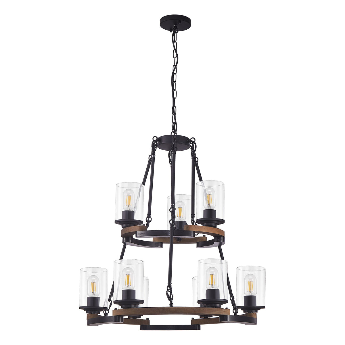 9-Light Vintage Wagon Wheel Chandelier, photo 8 of 10
