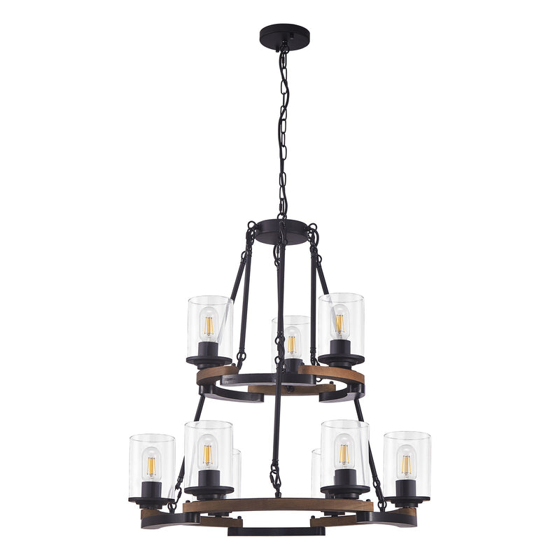 9-Light Vintage Wagon Wheel Chandelier, photo 8 of 10