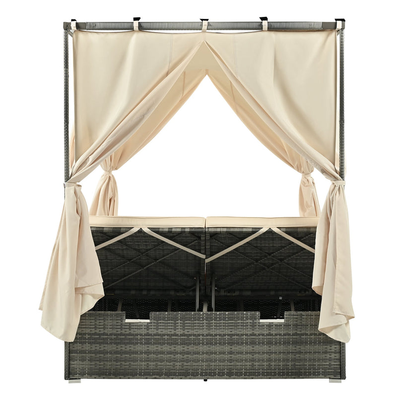 Adjustable Sun Bed With Curtain, High Comfort, With 3 Colors
