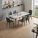 Dining Table with Sintered Stone Tabletop and Metal Legs, 70' Rectangular Modern Kitchen & Dining Room Table With 6 Dining Chairs