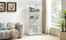 4-Tier Glass Display Cabinet, Double Door Glass Cabinet, Four Partitions, Two Locks, Floor Standing Storage Cabinet for Living Room, Bedroom, Showroom and Office, White, 31.5"L x 14.2"W x 66.3"H