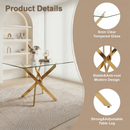 Rectangular Glass Dining Table with Gold-Plated Legs