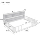 Floor Bed With Side Bookcase, Shelves, Guardrails by HouseOfZazla