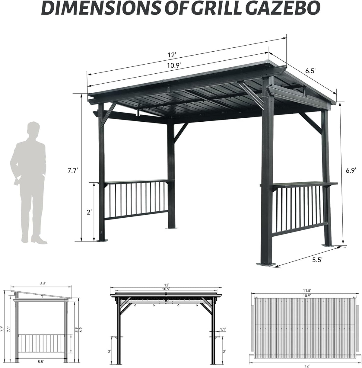 6.5x12FT Hardtop Grill Gazebo, photo 6 of 8