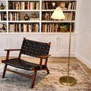 Majestic - Ring Base Curved Floor Lamp With Triangle Drum Shade - Gold / White by Unique Piece Furniture