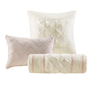 7-Piece Full 100% Polyester Pieced Pleated Tufted Comforter Set