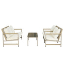 4 Pieces Patio Furniture Set, PE Rattan Wicker With Washable Cushion And Tempered Glass Tabletop, Conversation Furniture For Garden Poolside Balcony by HouseOfZazla