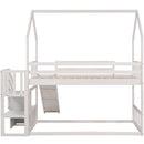 Twin Over Twin House Bunk Bed With Convertible Slide, Storage Staircase by HouseOfZazla