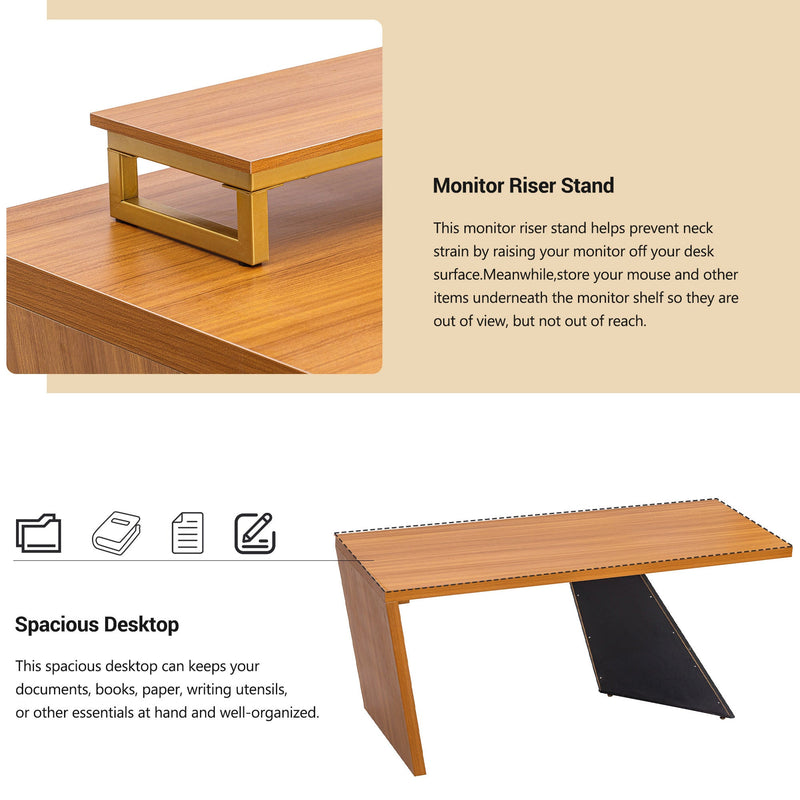 Walker Edison | Modern Wooden 63" Writing Desk with Monitor Stand