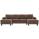 U-Shaped Sectional Sofa 103.5" Fabric Couch With Dual Chaise Lounges, Storage Pockets, Armrest Pillows