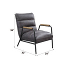Nignu - Top Grain Leather Matt Iron Accent Chair - Gray by Unique Piece Furniture