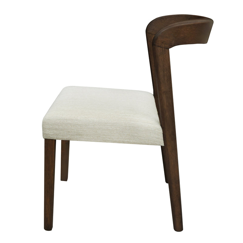 Solid Rubber Wood Dining Chairs (Walnut + Beige) Set of 2, photo 6 of 10