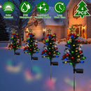 4Packs Solar Christmas Tree Lights Xmas Garden Decorations Tree Stake Lamp 20LEDs Solar Decor Light with Constant and Flashing Mode for Pathway Yard P