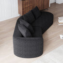 Upholstered Oversized Sectional Sofa, 4 Seater Extra Deep & Wide Curved Cloud Couch With 4 Throw Pillows For Living Room - Black by HouseOfZazla