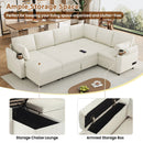 U-Shaped Sectional Sleeper Sofa With Ample Storage Space, 2 Cup Holders And Charging Ports For Living Room by Unique Piece Furniture