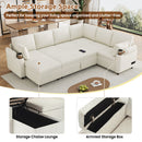 U-Shaped Sectional Sleeper Sofa With Ample Storage Space, 2 Cup Holders And Charging Ports For Living Room by Unique Piece Furniture