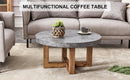A modern retro circular coffee table with a diameter of 31.4 inches, made of MDF material, suitable for living rooms