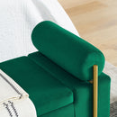 Elegant Upholstered Storage Bench With Cylindrical Arms And Iron Legs, by HouseOfZazla