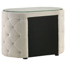 Santiago - Oval 2 Drawer Upholstered Nightstand - Ivory by HouseOfZazla