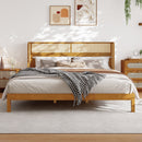 Premium Rubber Wood Platform Bed Frame with Headboard by HouseOfZazla