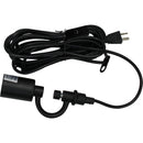 14"W 1 Light Swag Plug-In Pendant  Shallow Drum Textured Oatmeal Shade Black Cord