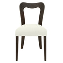 Dining Chair Without Arm Set of 2 (Dark Brown + Beige)