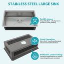 Undermount Workstation Kitchen Sink Stainless Steel Single Bowl