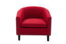 accent Barrel chair living room chair with nailheads and solid wood legs Red Linen