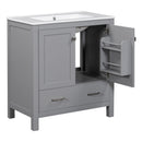 Bathroom Vanity With Single Sink, Combo Cabinet Undermount Sink, Bathroom Storage Cabinet With Two Doors And A Drawer, Soft Closing, Multifunctional Storage, Solid Wood Frame by HouseOfZazla