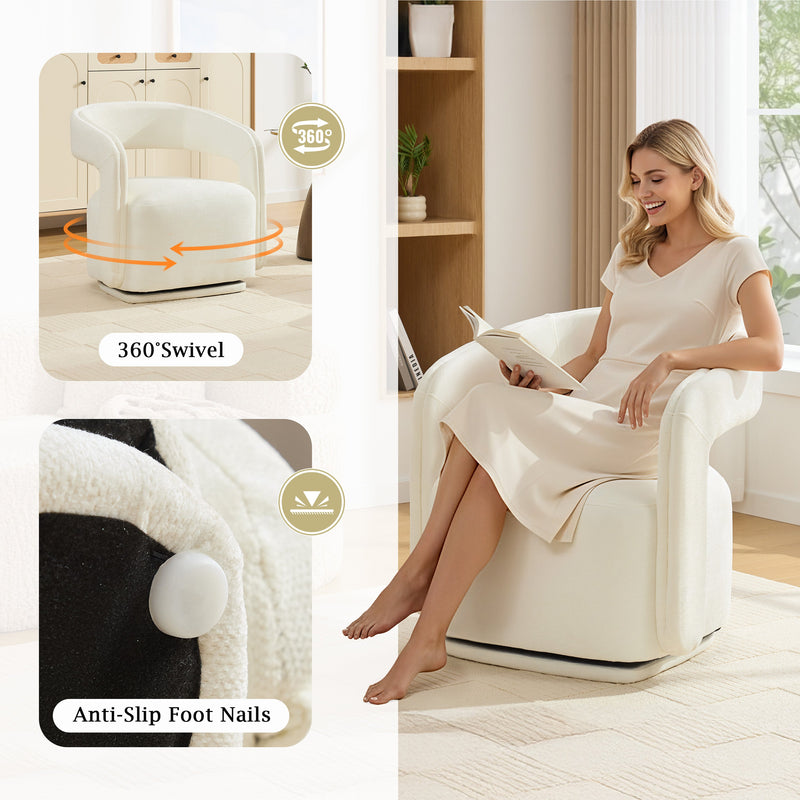 Chenille Fabric Swivel Accent Armchair, photo 5 of 9