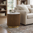 3 Piece Table Set Round Cocktail Table And 2 Round End Tables - Brown / Gold / White by HouseOfZazla