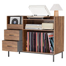 Grain Record Player Stand, Media Console With Speaker Shelf & 2 Drawers by HouseOfZazla