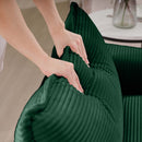 Modern Fabric Living Room Sofa with 4 Pillows, Upholstered Large Deep Seating Loveseat, Green Corduroy