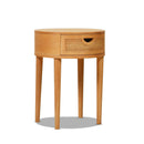 Cabana - Round Cane Storage Side Table - Natural Brown Oak by HouseOfZazla