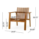 Outdoor Acacia Wood Slatted Club Chairs, Set of 2, Teak Finish by HouseOfZazla