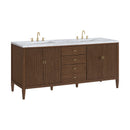 James Martin Myrrin 72" Double Bathroom Vanity, Mid-Century Walnut