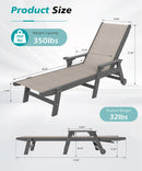 Lounge Chair Outdoor, HDPE Chaise Lounge with Wheels and Adjustable Recliner by HouseOfZazla