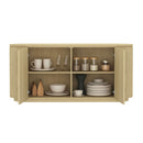 Olivia - Sideboard With 4 Adjustable Shelves With Handle Free Doors And Rounded Edges - Oak by HouseOfZazla