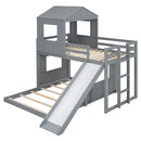 Loft Bunk Bed With Playhouse, Farmhouse, Ladder, Slide And Guardrails by Unique Piece Furniture
