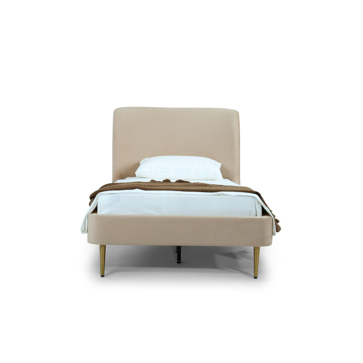 Mid-Century Modern Upholstered Bed With Curved Headboard, photo 29 of 40