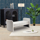 52" Bench for Bedroom End of Bed Modern Contemporary Design Ottoman Couch Long Bench Window Sitting Fireplace Bench, Teddy White (Ivory)