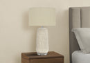 Contemporary Lighting Table Lamp in Cream Ceramic and Beige Fabric by HouseOfZazla