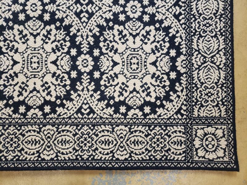4x6 Power-Loomed Rug Dark Navy Blue & Ivory Oriental Carpet Nice