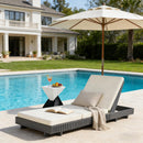 Dark Acacia Wood Chaise Lounge