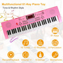 61 Keys Digital Music Electronic Keyboard Electric Musical Piano Instrument Kids Learning Keyboard w/ Stand Microphone For Beginners